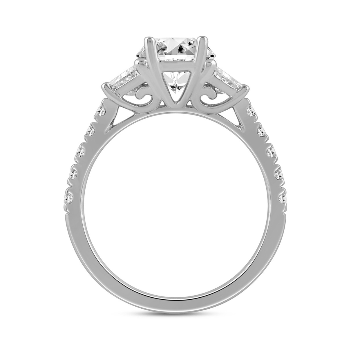 LADIES RING 3.00CT ROUND/OVAL/TRAPEZOID DIAMOND 14K WHITE GOLD (CENTER STONE OVAL DIAMOND 2.00CT)