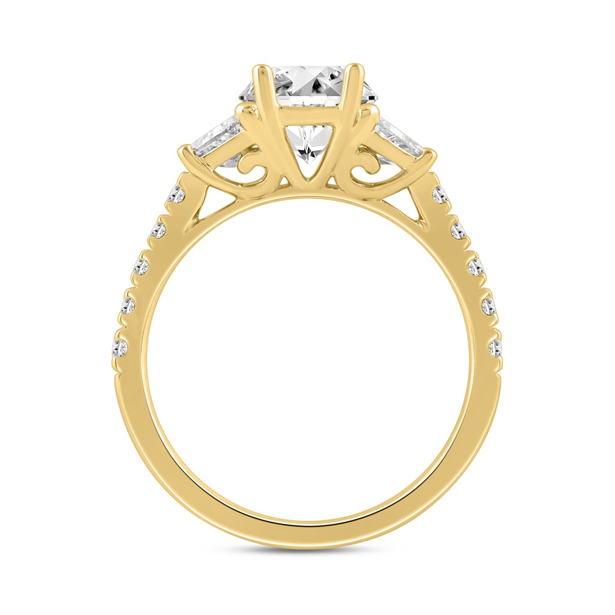 LADIES RING 3.00CT ROUND/OVAL/TRAPEZOID DIAMOND 14K YELLOW GOLD (CENTER STONE OVAL DIAMOND 2.00CT)