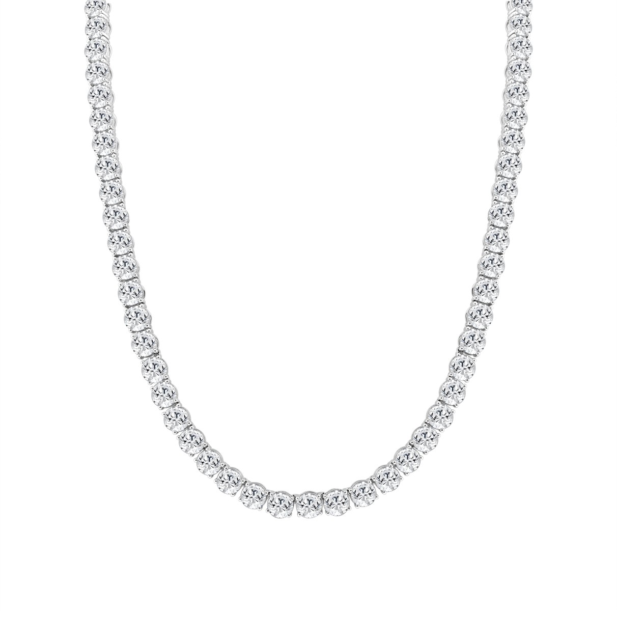 LADIES TENNIS NECKLACE 32 1/4CT ROUND DIAMOND 14K ...