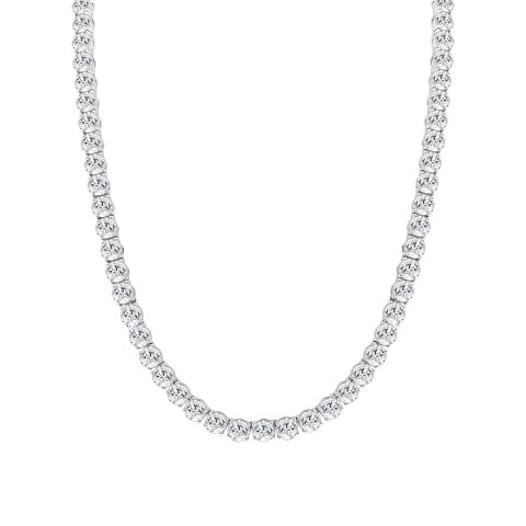 LADIES TENNIS NECKLACE 32 1/4CT ROUND DIAMOND 14K WHITE GOLD 