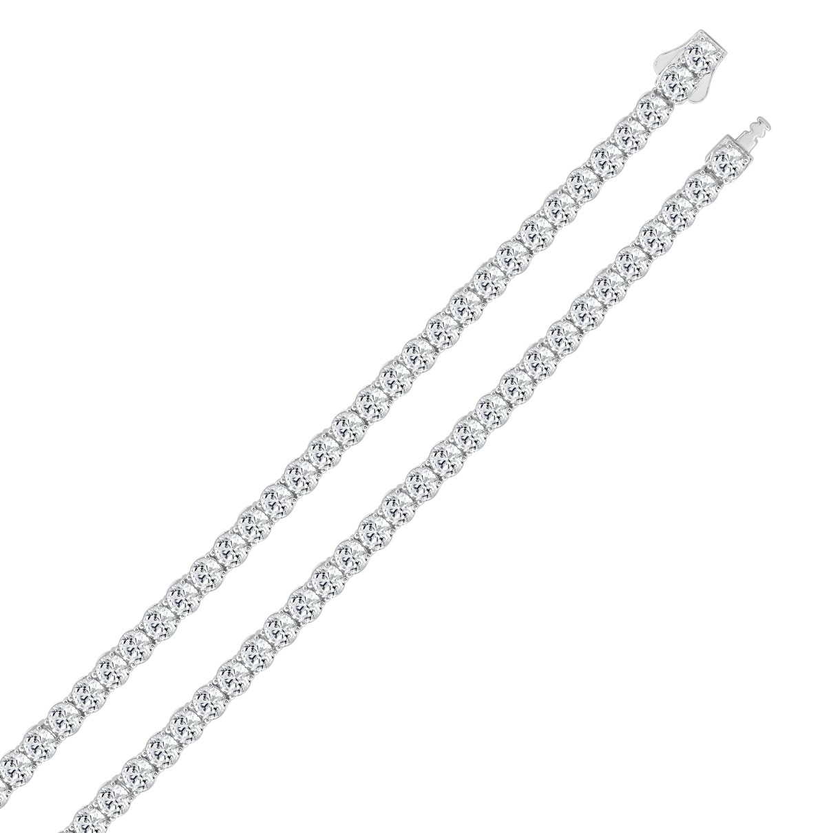 LADIES TENNIS NECKLACE 32 1/4CT ROUND DIAMOND 14K WHITE GOLD 