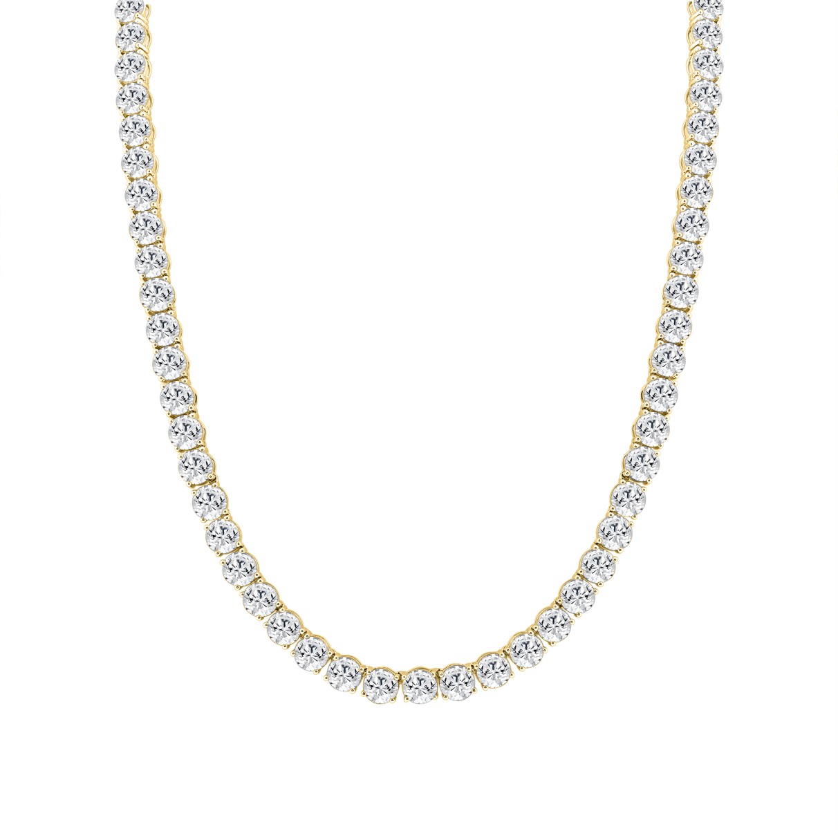 LADIES TENNIS NECKLACE 32 1/4CT ROUND DIAMOND 14K ...