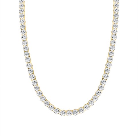 LADIES TENNIS NECKLACE 32 1/4CT ROUND DIAMOND 14K YELLOW GOLD 