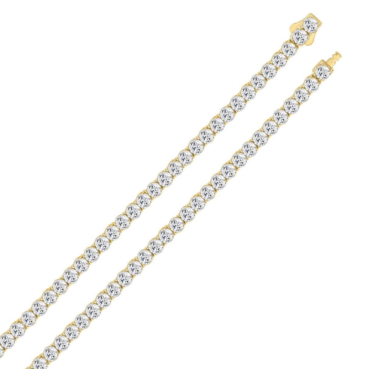 LADIES TENNIS NECKLACE 32 1/4CT ROUND DIAMOND 14K YELLOW GOLD 