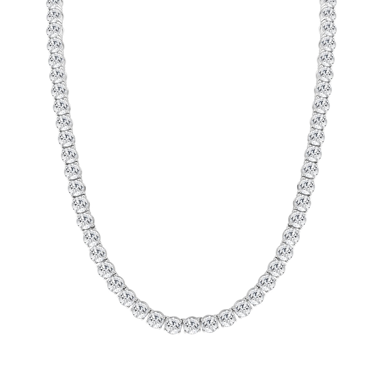 LADIES TENNIS NECKLACE 53.00CT ROUND DIAMOND 14K W...