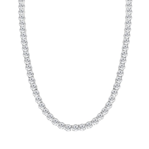 LADIES TENNIS NECKLACE 53.00CT ROUND DIAMOND 14K WHITE GOLD 