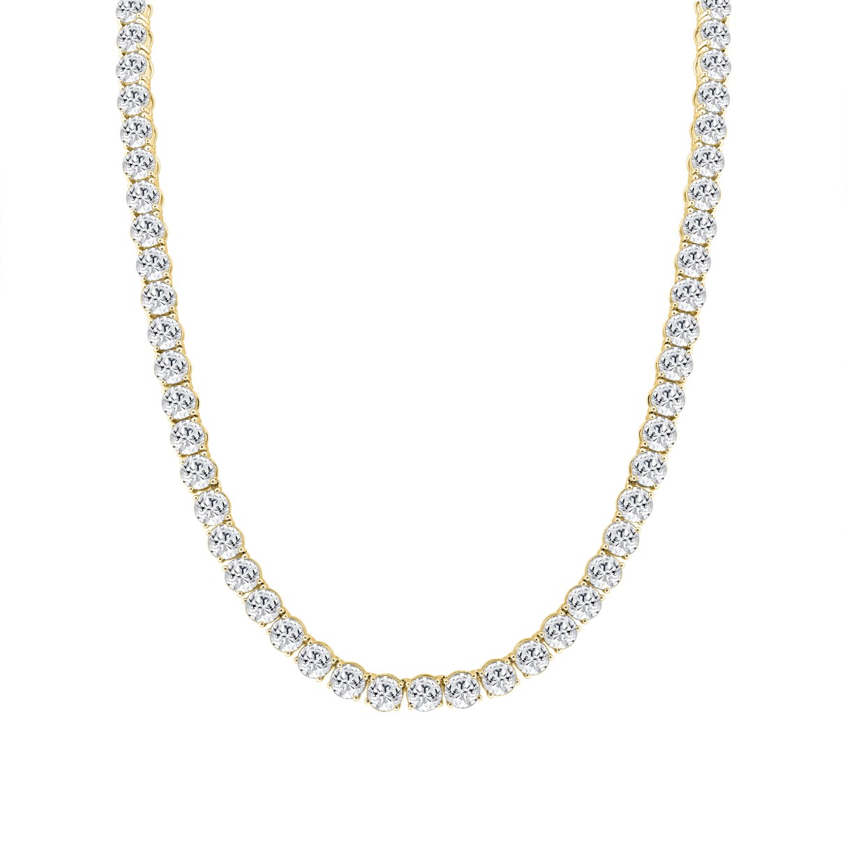 LADIES TENNIS NECKLACE 53.00CT ROUND DIAMOND 14K YELLOW GOLD 