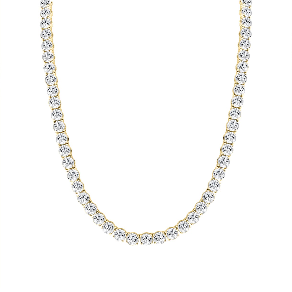 LADIES TENNIS NECKLACE 53.00CT ROUND DIAMOND 14K YELLOW GOLD 