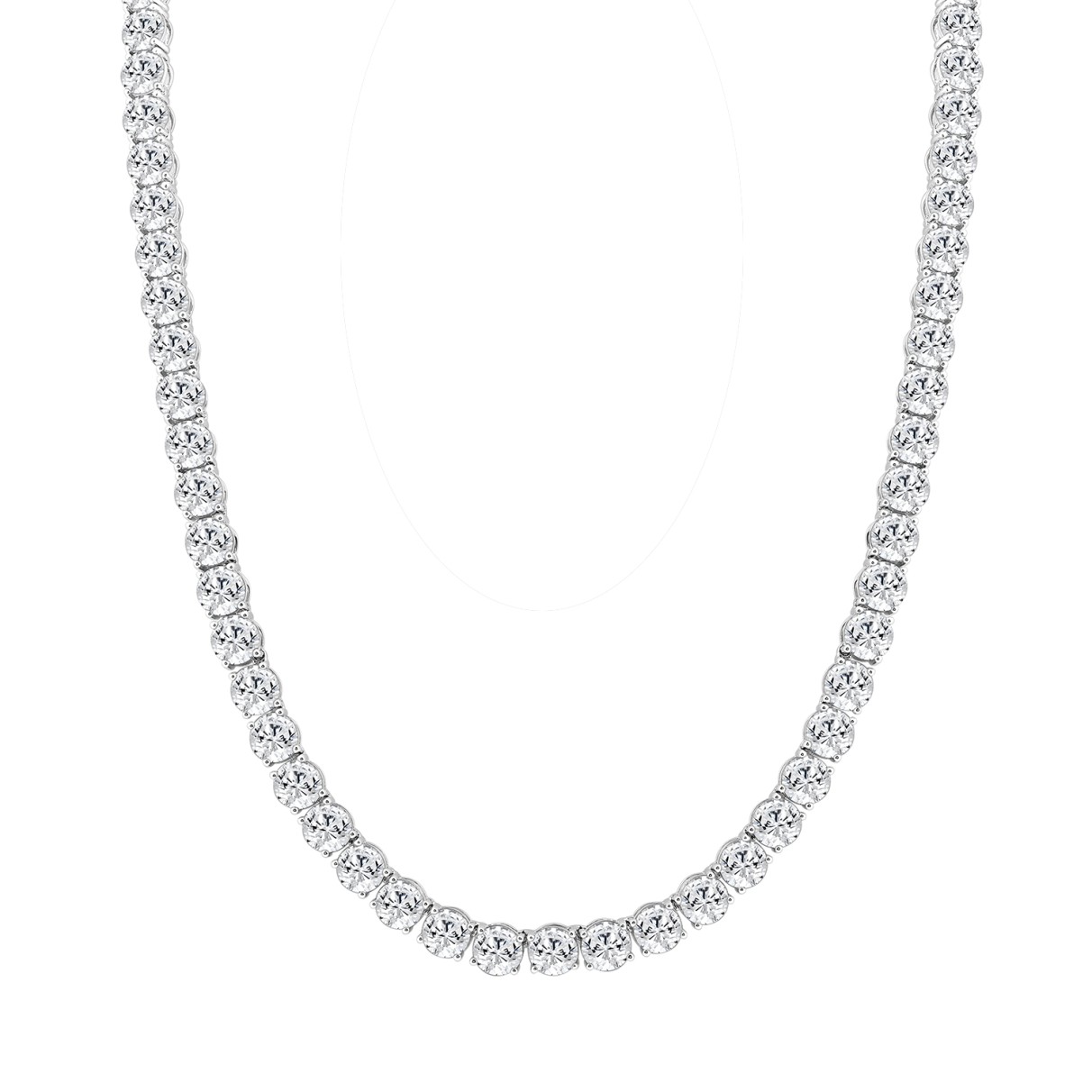 LADIES TENNIS NECKLACE 85.00CT ROUND DIAMOND 14K W...