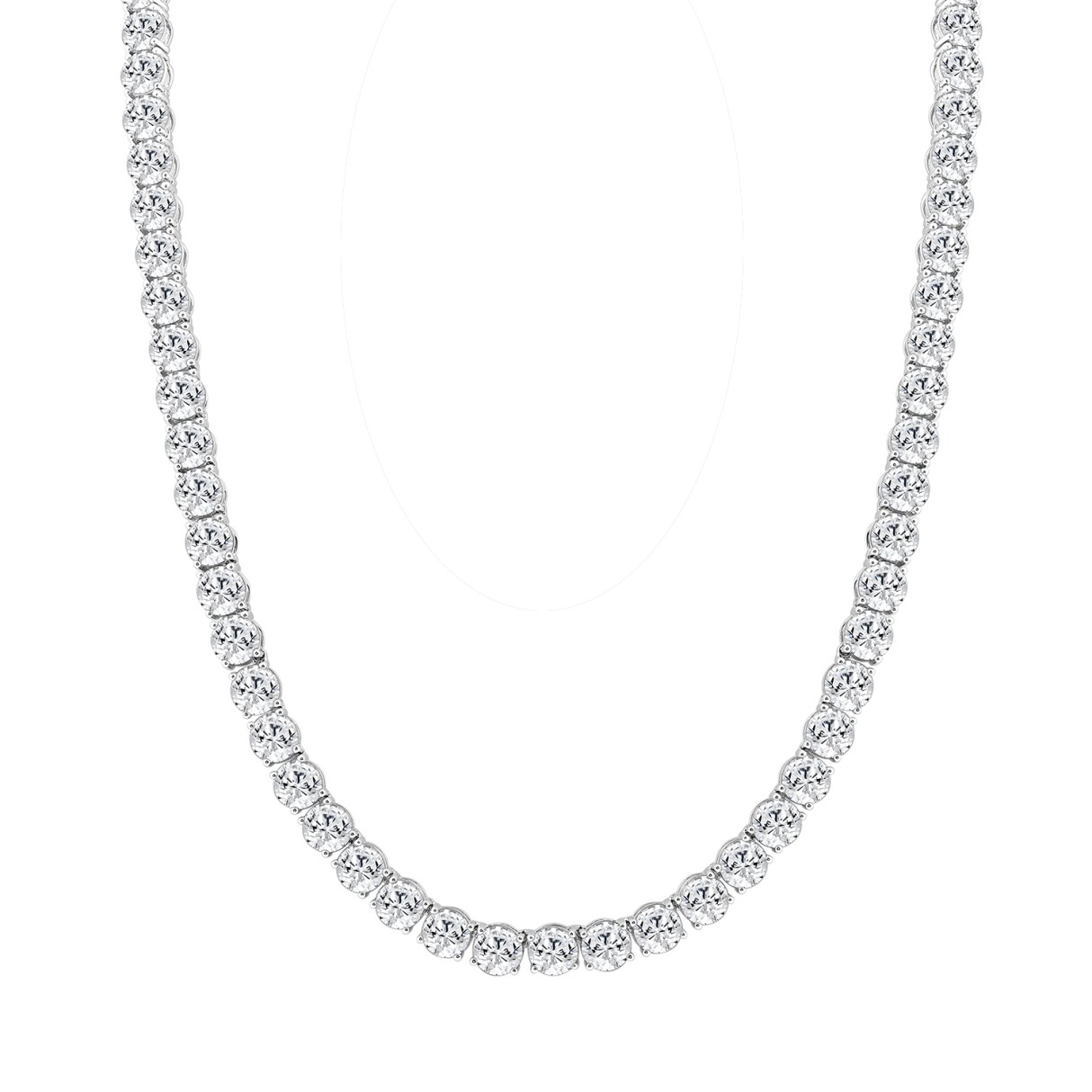 LADIES TENNIS NECKLACE 85.00CT ROUND DIAMOND 14K WHITE GOLD 