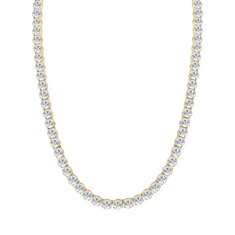 LADIES TENNIS NECKLACE 85.00CT ROUND DIAMOND 14K YELLOW GOLD 