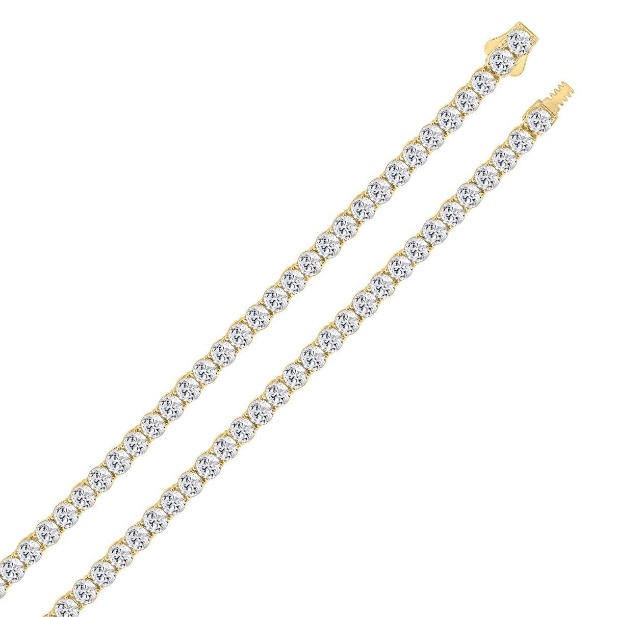 LADIES TENNIS NECKLACE 85.00CT ROUND DIAMOND 14K YELLOW GOLD 