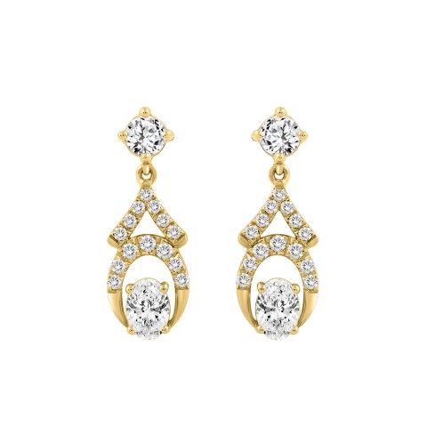 14K YELLOW GOLD 1.00CT ROUND/OVAL DIAMOND LADIES EARRING