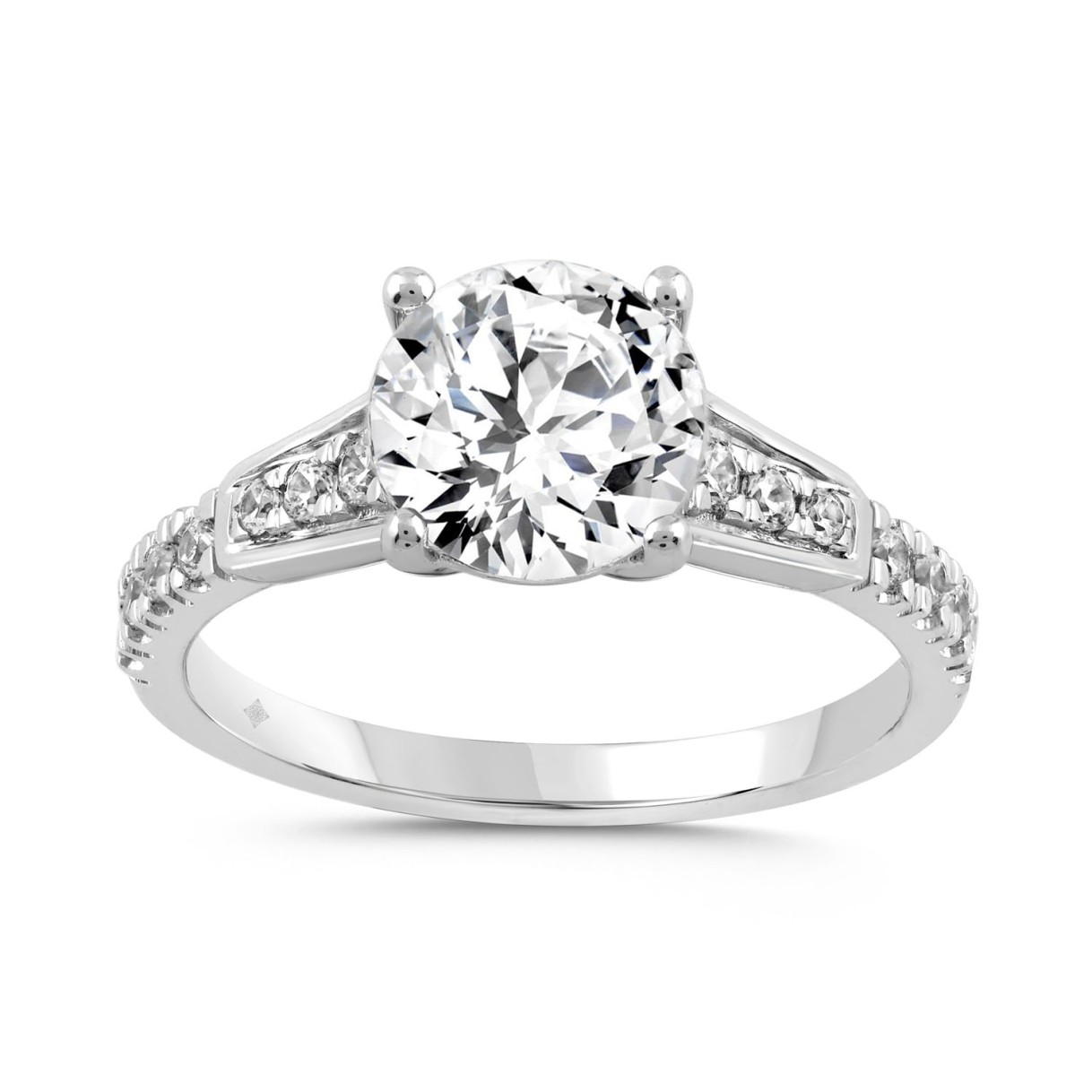 LADIES RING 2 1/4CT ROUND DIAMOND 14K WHITE GOLD (CENTER STONE ROUND DIAMOND 2.00CT)