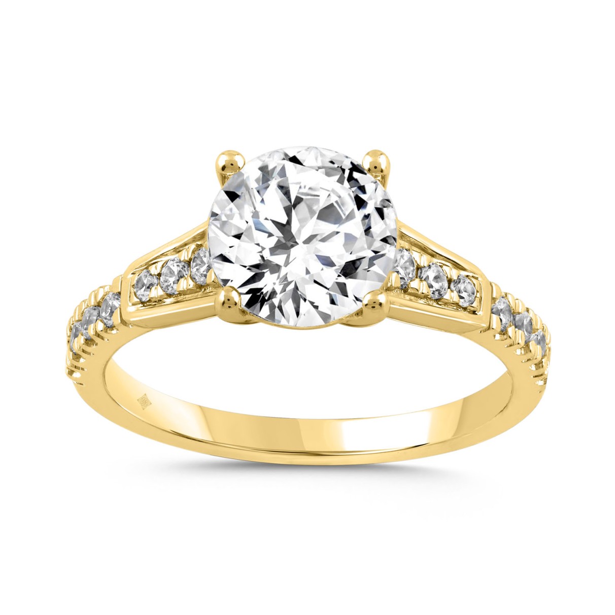 LADIES RING 2 1/4CT ROUND DIAMOND 14K YELLOW GOLD ...