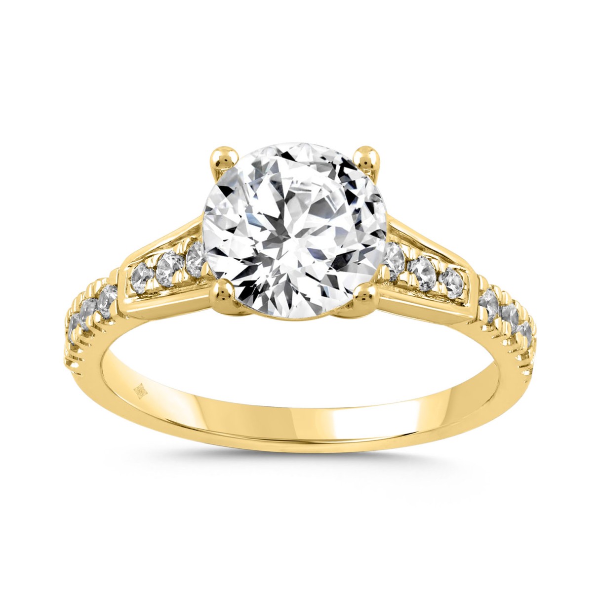 LADIES RING 2 1/4CT ROUND DIAMOND 14K YELLOW GOLD (CENTER STONE ROUND DIAMOND 2CT)