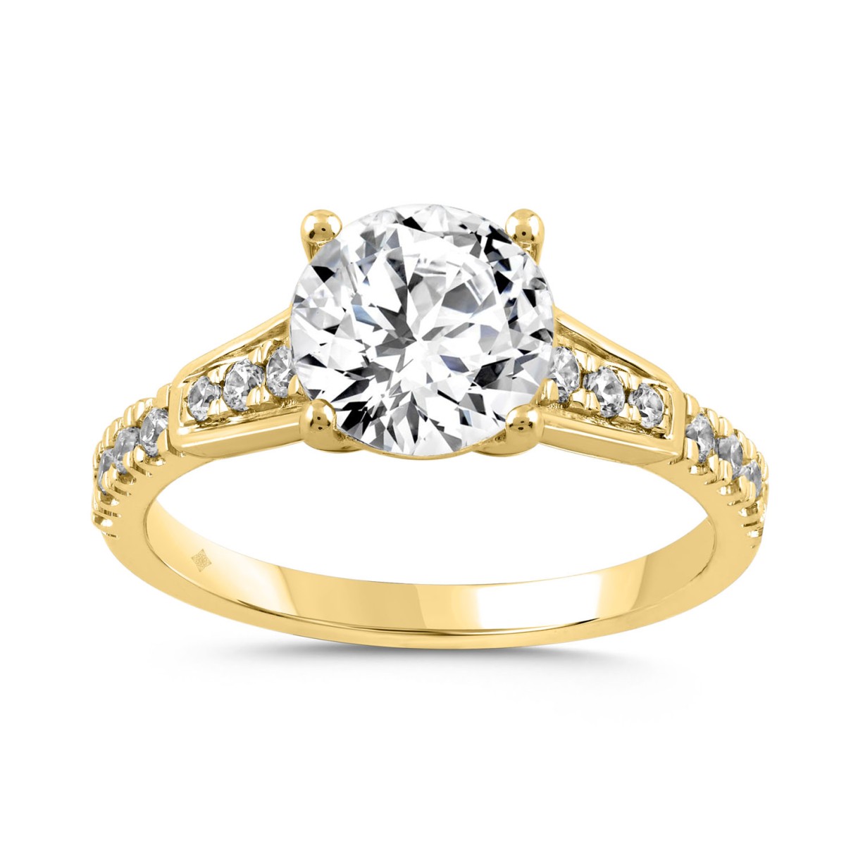 LADIES RING 2 1/4CT ROUND DIAMOND 14K YELLOW GOLD (CENTER STONE ROUND DIAMOND 2CT)