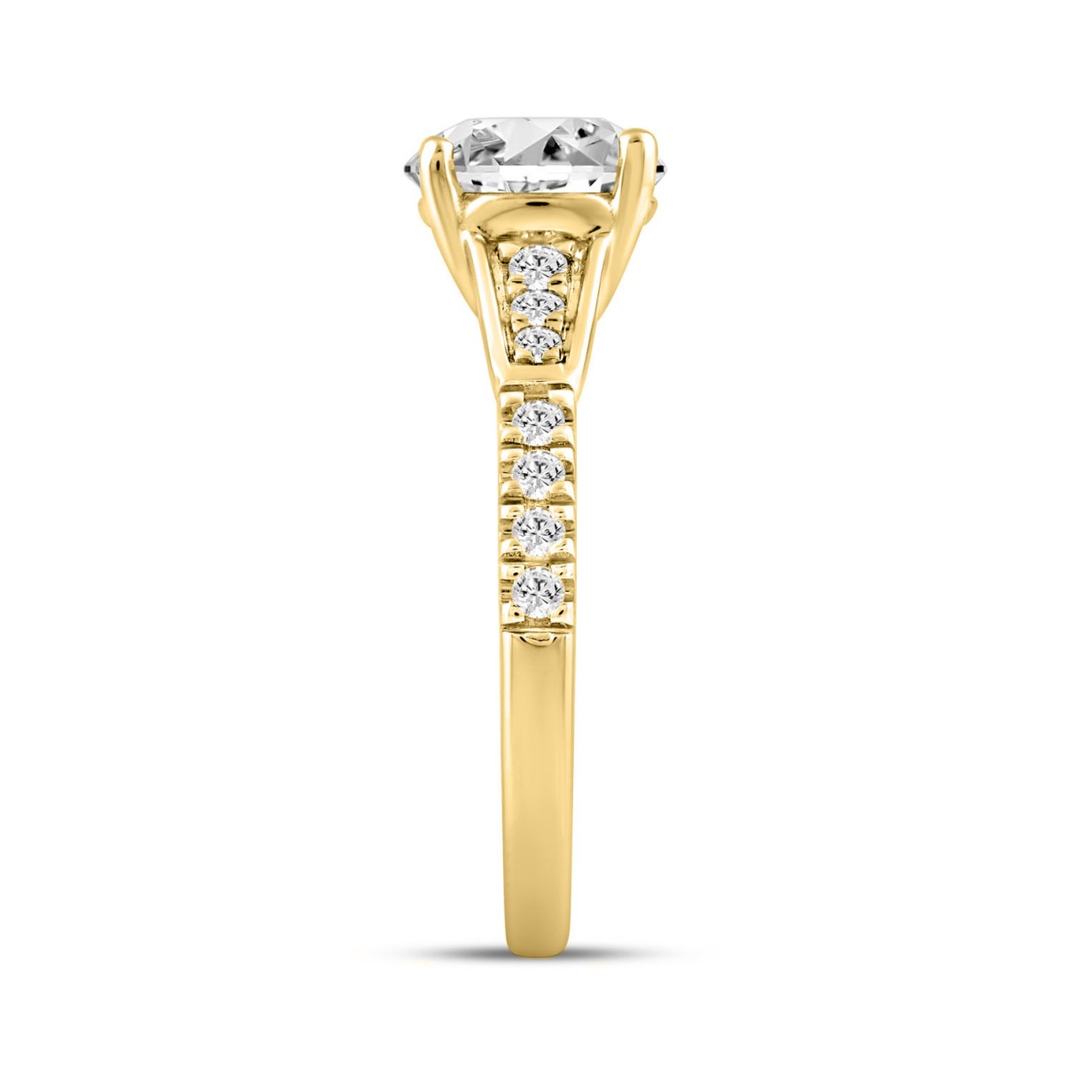 LADIES RING 2 1/4CT ROUND DIAMOND 14K YELLOW GOLD (CENTER STONE ROUND DIAMOND 2CT)