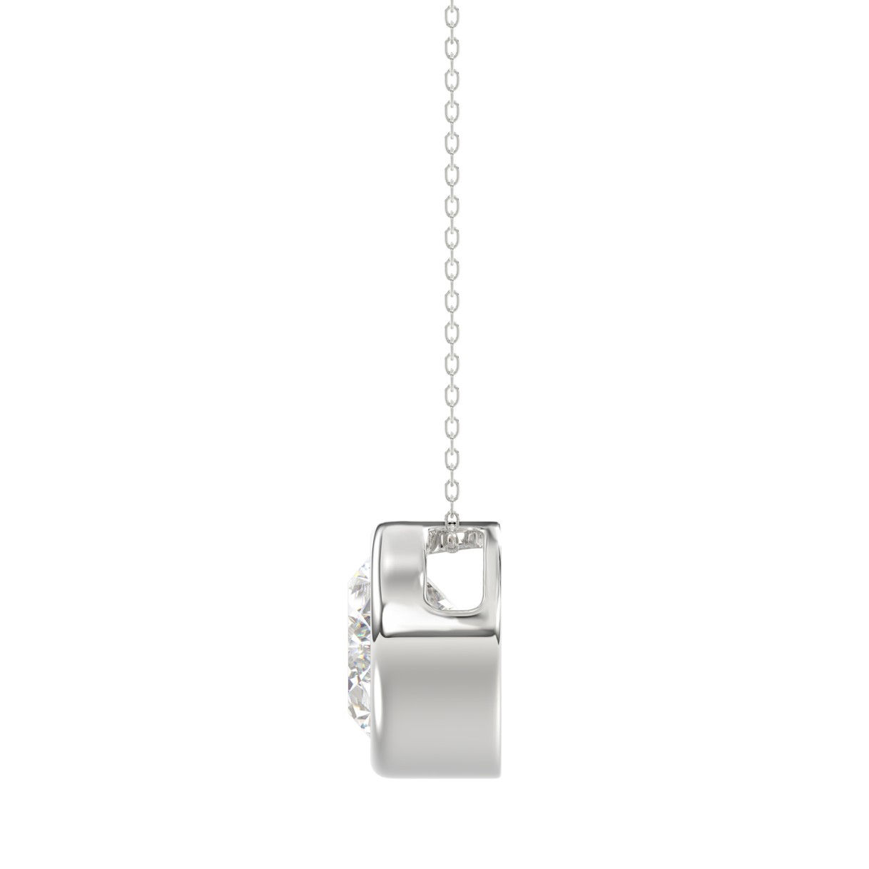 LADIES SOLITAIRE PENDANT 3.00CT OVAL DIAMOND 14K WHITE GOLD