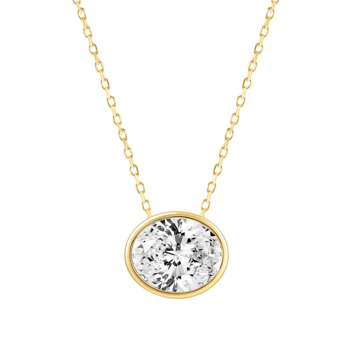 LADIES SOLITAIRE PENDANT 3.00CT OVAL DIAMOND 14K YELLOW GOLD