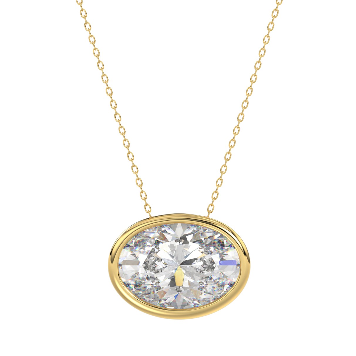 LADIES SOLITAIRE PENDANT 3.00CT OVAL DIAMOND 14K YELLOW GOLD