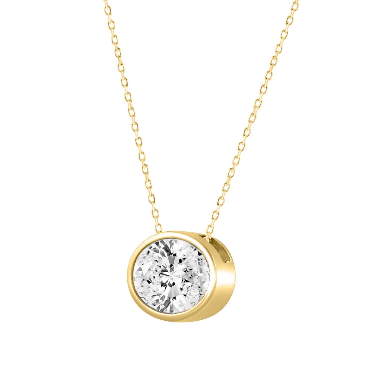 LADIES SOLITAIRE PENDANT 3.00CT OVAL DIAMOND 14K YELLOW GOLD