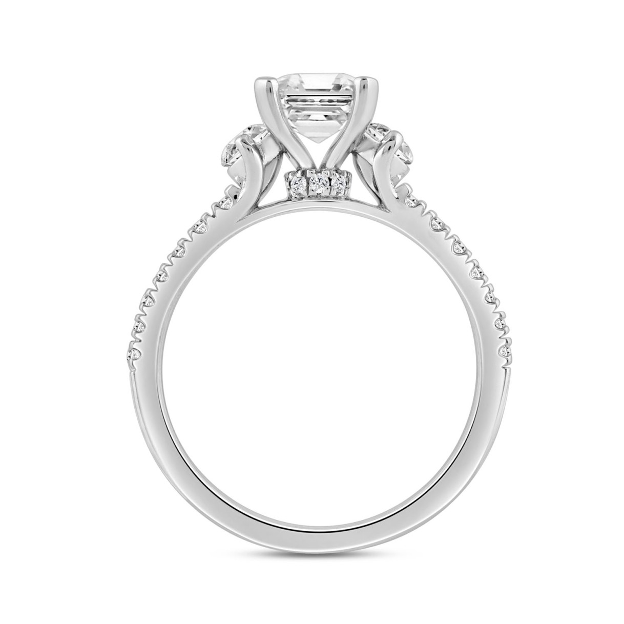 LADIES RING 2 1/2CT ROUND/EMERALD DIAMOND 14K WHITE GOLD (CENTER STONE EMERALD DIAMOND 2.00CT)