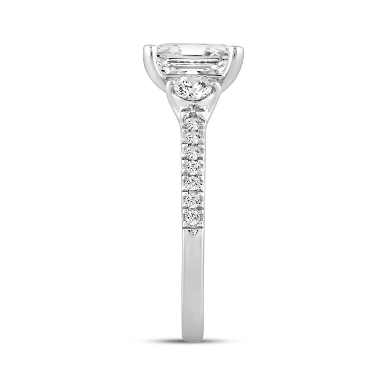 LADIES RING 2 1/2CT ROUND/EMERALD DIAMOND 14K WHITE GOLD (CENTER STONE EMERALD DIAMOND 2.00CT)