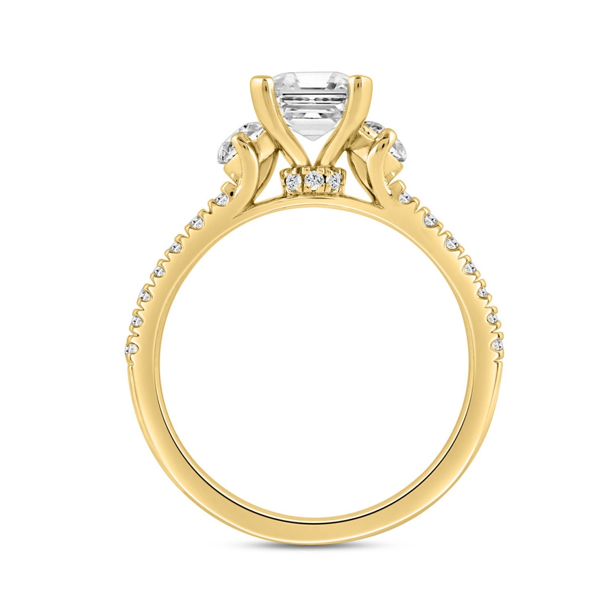 LADIES RING 2 1/2CT ROUND/EMERALD DIAMOND 14K YELLOW GOLD (CENTER STONE EMERALD DIAMOND 2.00CT)