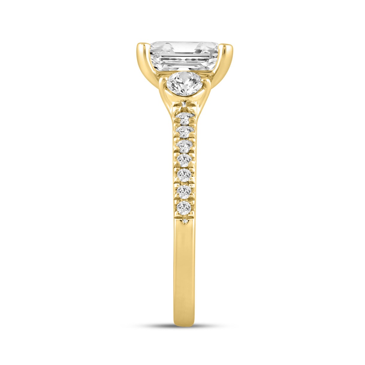 LADIES RING 2 1/2CT ROUND/EMERALD DIAMOND 14K YELLOW GOLD (CENTER STONE EMERALD DIAMOND 2.00CT)