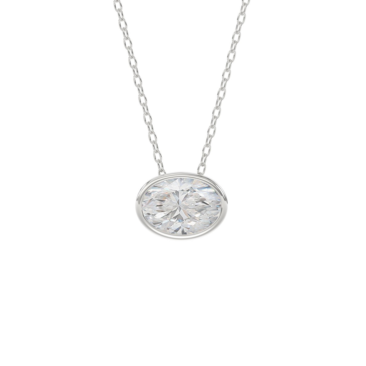 LADIES SOLITAIRE PENDANT 2CT OVAL DIAMOND 14K WHIT...