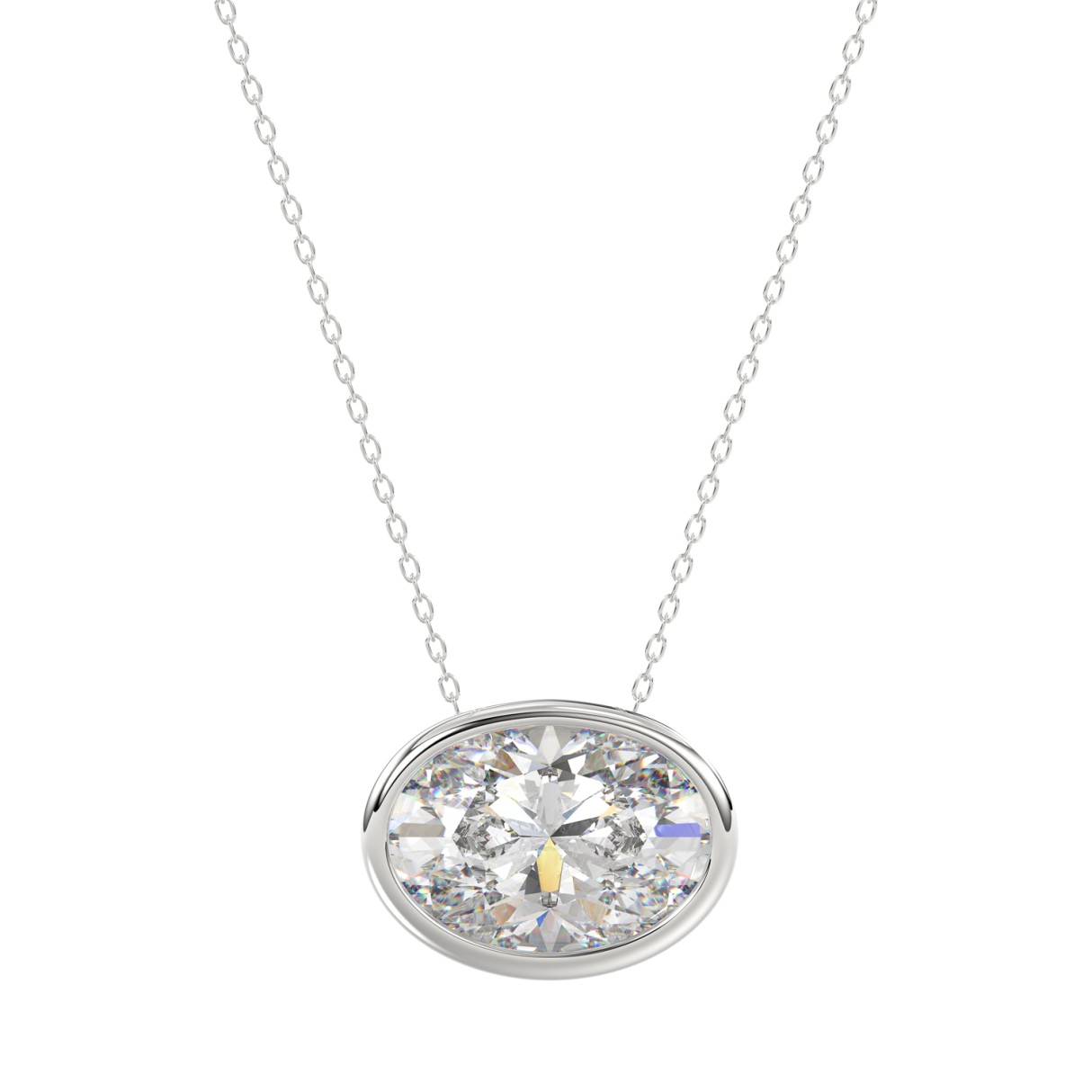 LADIES SOLITAIRE PENDANT 2CT OVAL DIAMOND 14K WHIT...