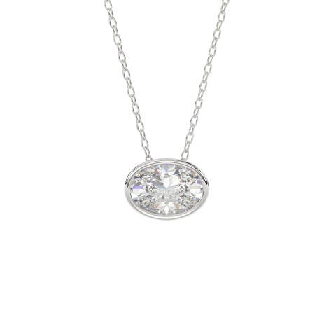 LADIES SOLITAIRE PENDANT 2CT OVAL DIAMOND 14K WHITE GOLD