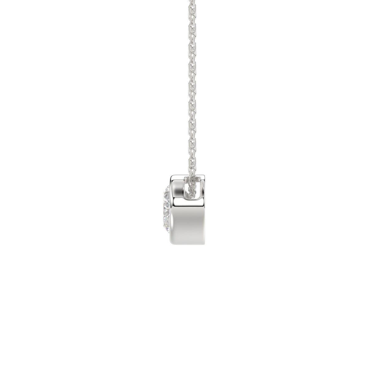 LADIES SOLITAIRE PENDANT 2CT OVAL DIAMOND 14K WHITE GOLD