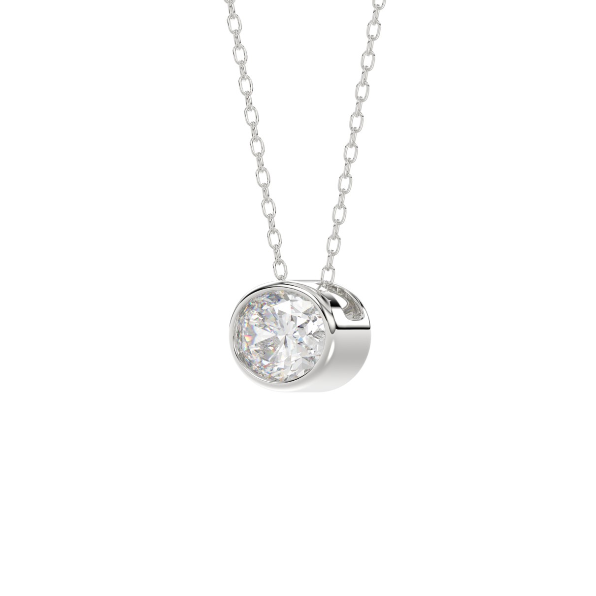 LADIES SOLITAIRE PENDANT 2CT OVAL DIAMOND 14K WHITE GOLD