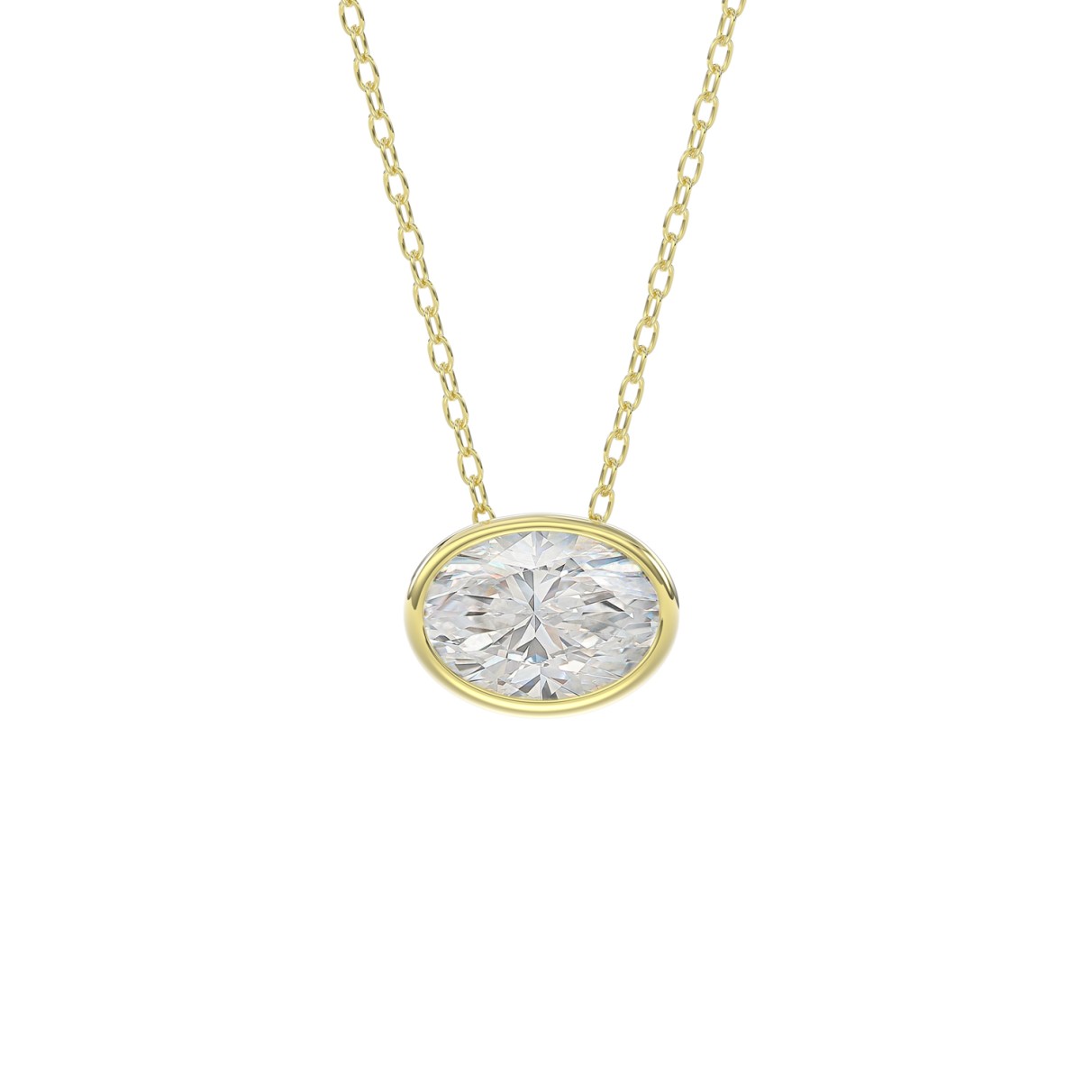 LADIES SOLITAIRE PENDANT 2CT OVAL DIAMOND 14K YELL...