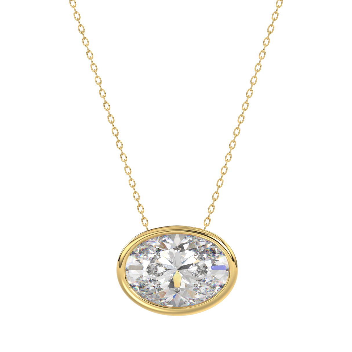 LADIES SOLITAIRE PENDANT 2CT OVAL DIAMOND 14K YELL...