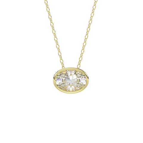 LADIES SOLITAIRE PENDANT 2CT OVAL DIAMOND 14K YELLOW GOLD