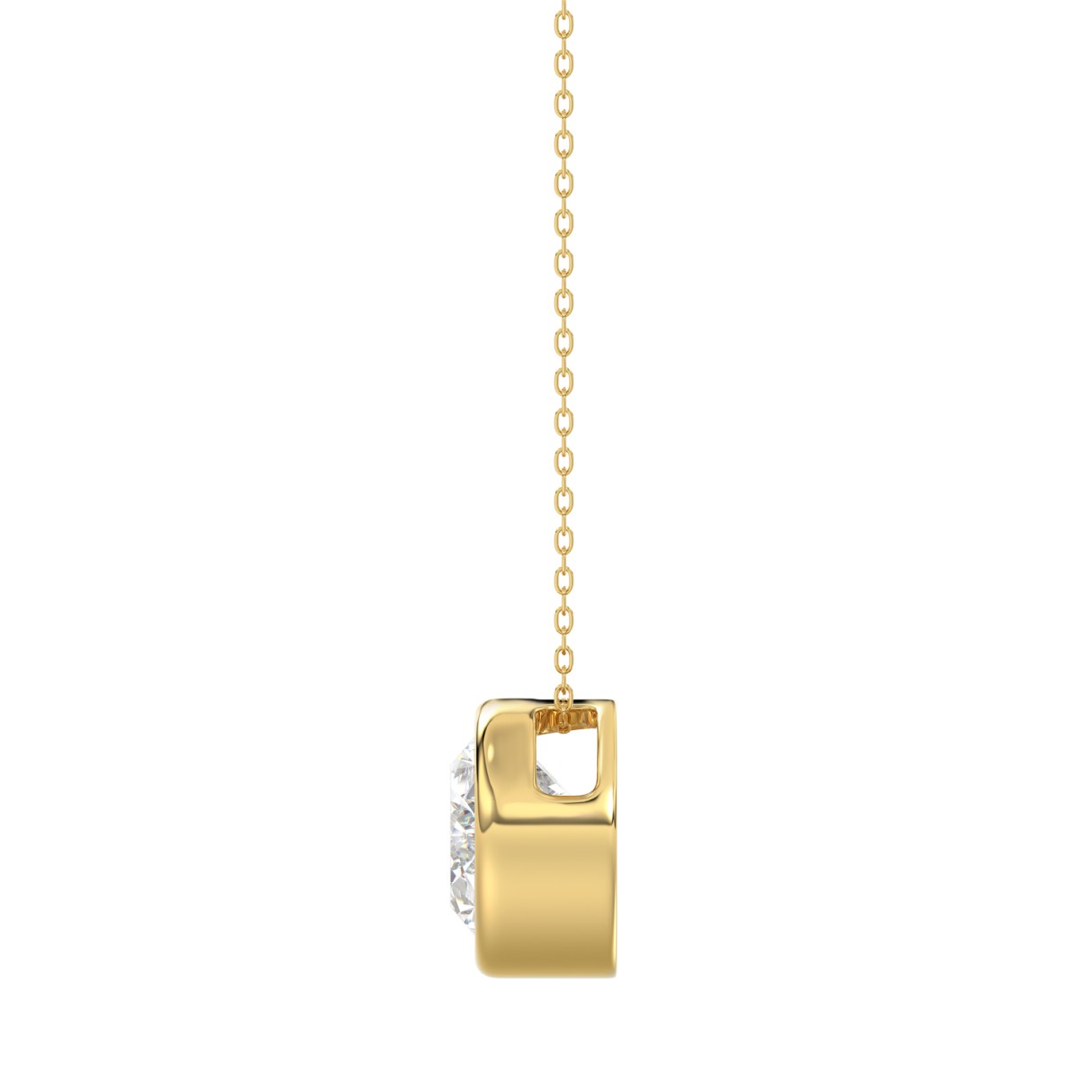 LADIES SOLITAIRE PENDANT 2CT OVAL DIAMOND 14K YELLOW GOLD