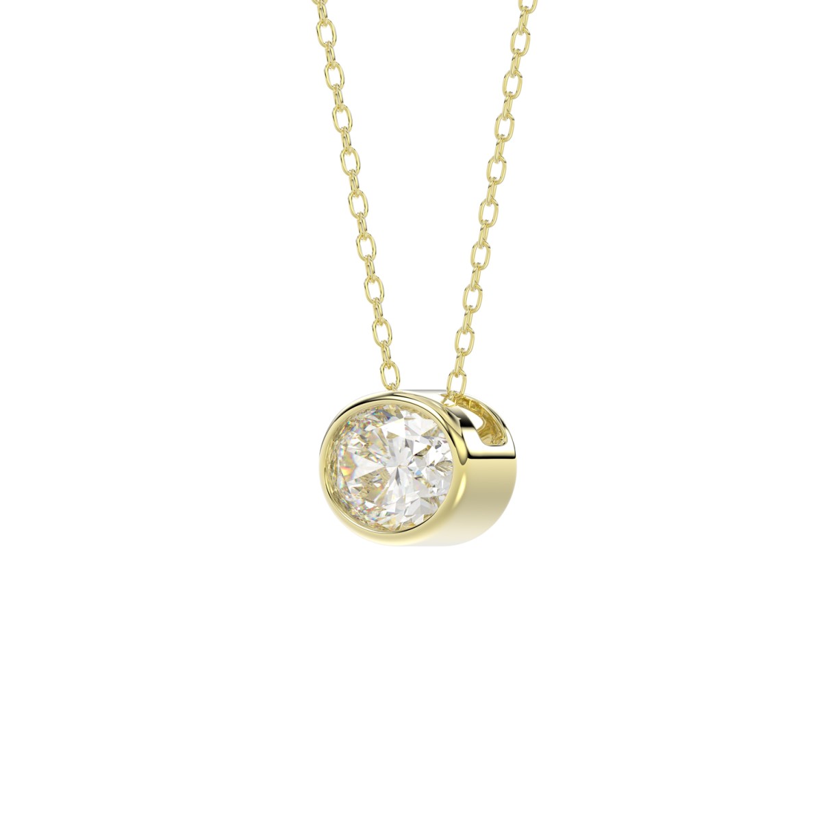 LADIES SOLITAIRE PENDANT 2CT OVAL DIAMOND 14K YELLOW GOLD