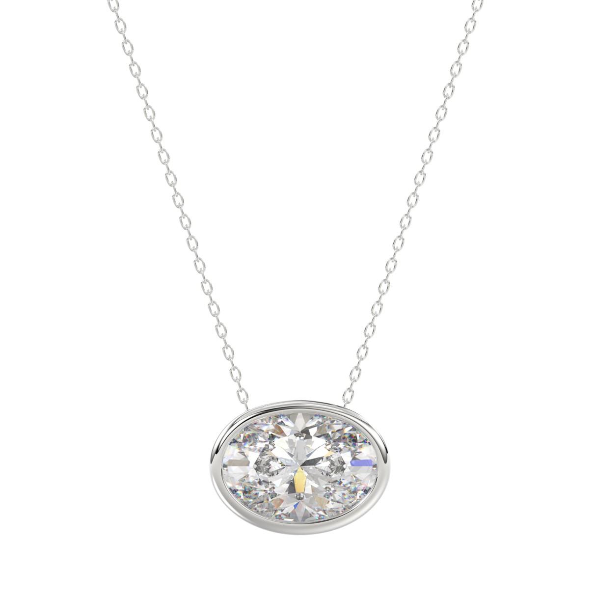 LADIES SOLITAIRE PENDANT 1CT OVAL DIAMOND 14K WHIT...