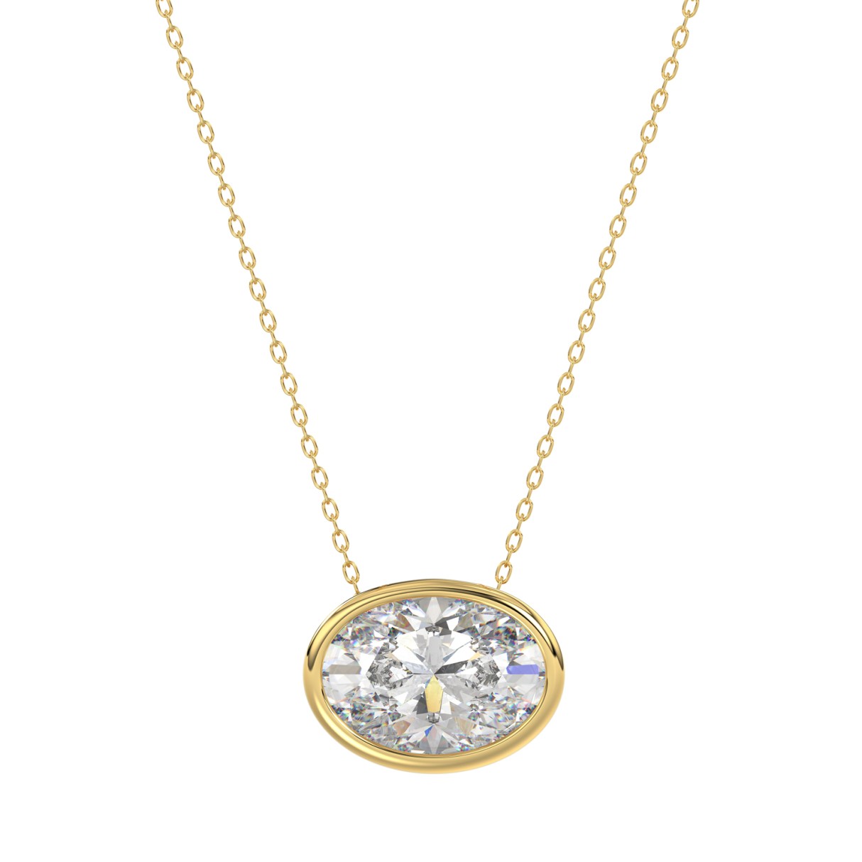 LADIES SOLITAIRE PENDANT 1CT OVAL DIAMOND 14K YELL...