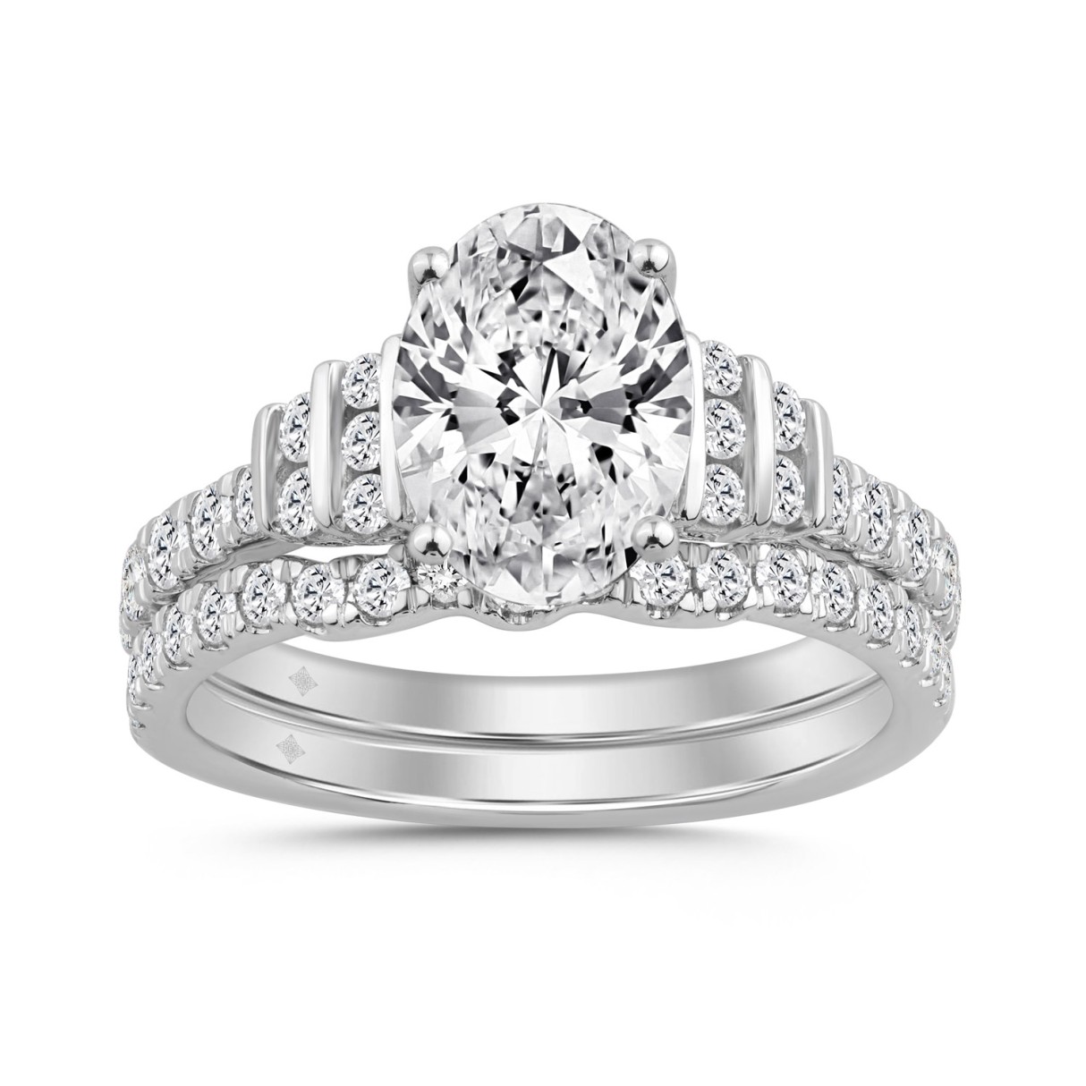 14K WHITE GOLD 2 3/4CT ROUND/OVAL DIAMOND LADIES B...