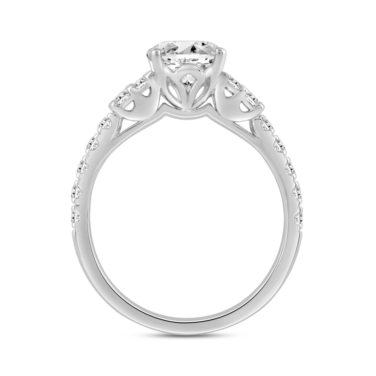 LADIES RING 2 1/2CT ROUND/OVAL DIAMOND 14K WHITE GOLD (CENTER STONE OVAL DIAMOND 2.00CT)
