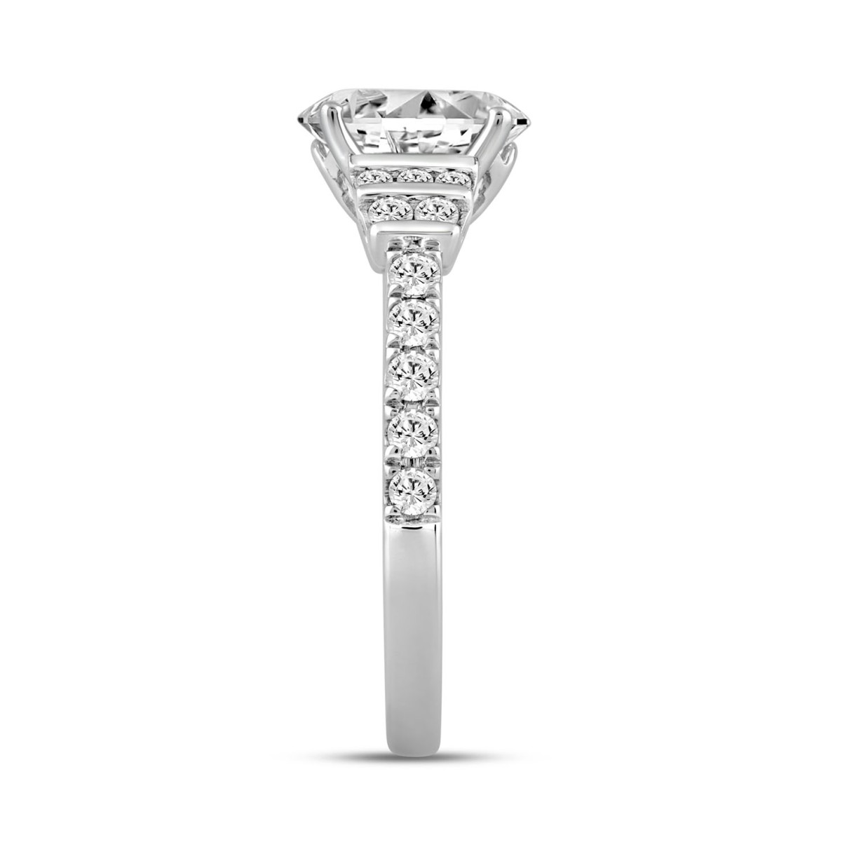 LADIES RING 2 1/2CT ROUND/OVAL DIAMOND 14K WHITE GOLD (CENTER STONE OVAL DIAMOND 2.00CT)