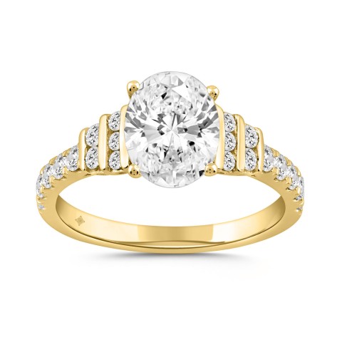LADIES RING 2 1/2CT ROUND/OVAL DIAMOND 14K YELLOW GOLD (CENTER STONE OVAL DIAMOND 2.00CT) LADIES RING 2 1/2CT ROUND/OVAL DIAMOND 14K YELLOW GOLD (CENTER STONE OVAL DIAMOND 2.00CT)