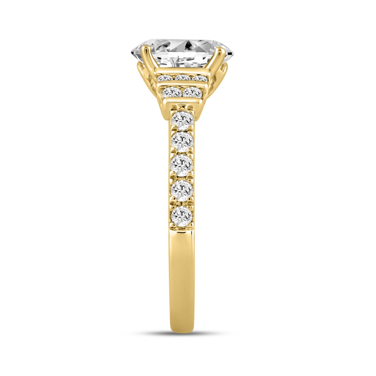 LADIES RING 2.50CT ROUND/OVAL DIAMOND 14K YELLOW GOLD (CENTER STONE OVAL DIAMOND 2.00CT)