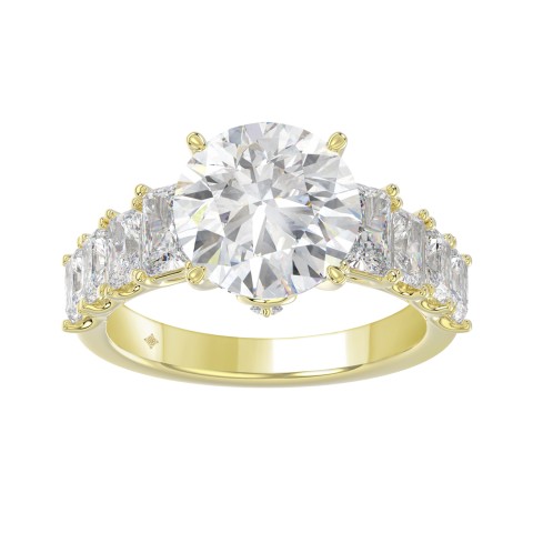 LADIES BRIDAL RING 4 3/4CT ROUND/EMERALD DIAMOND 14K YELLOW GOLD (CENTER STONE ROUND DIAMOND 3.00CT) LADIES BRIDAL RING 4 3/4CT ROUND/EMERALD DIAMOND 14K YELLOW GOLD (CENTER STONE ROUND DIAMOND 3.00CT)