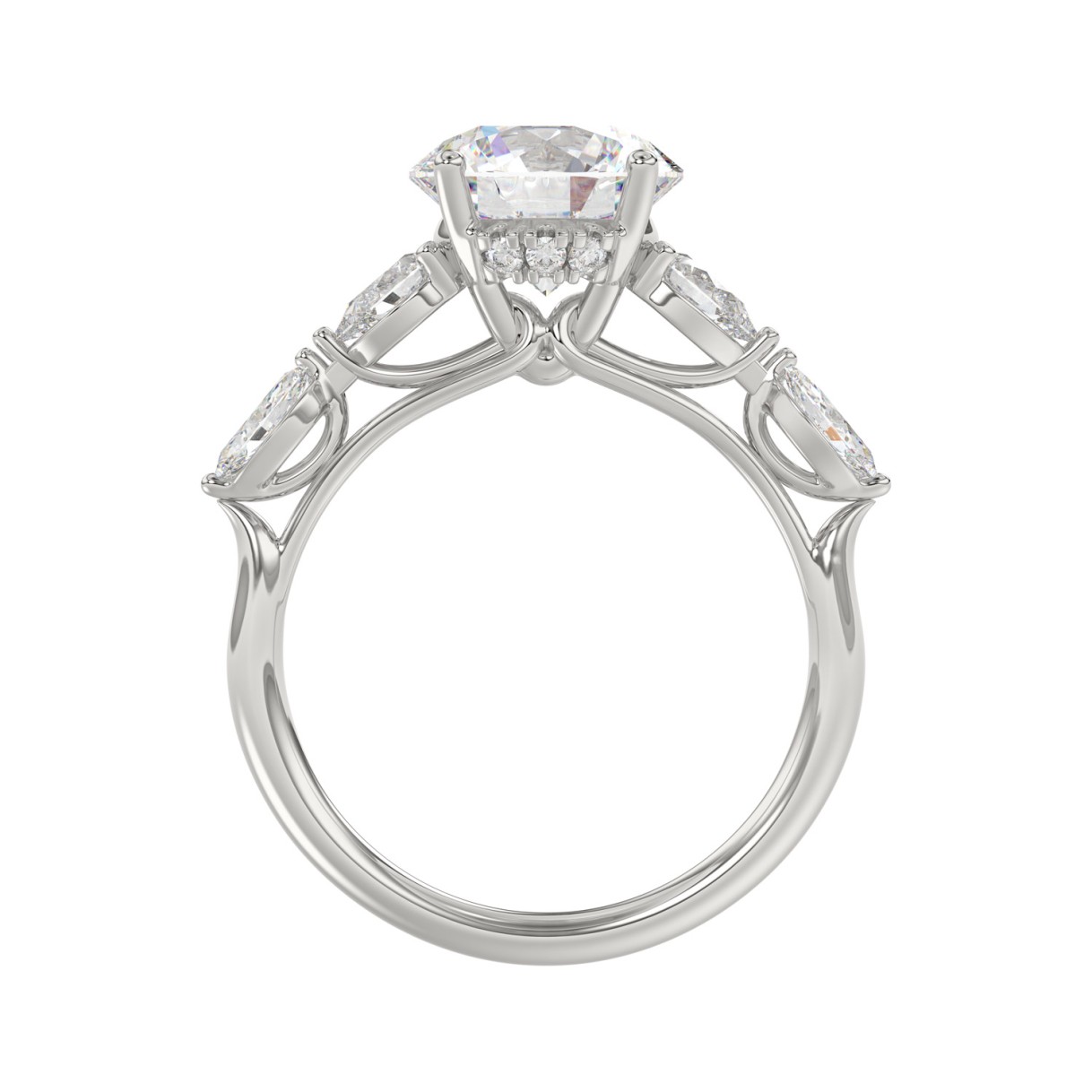 LADIES RING 2 1/2CT ROUND/PEAR/MARQUISE DIAMOND 14K WHITE GOLD (CENTER STONE ROUND DIAMOND 2.00CT)
