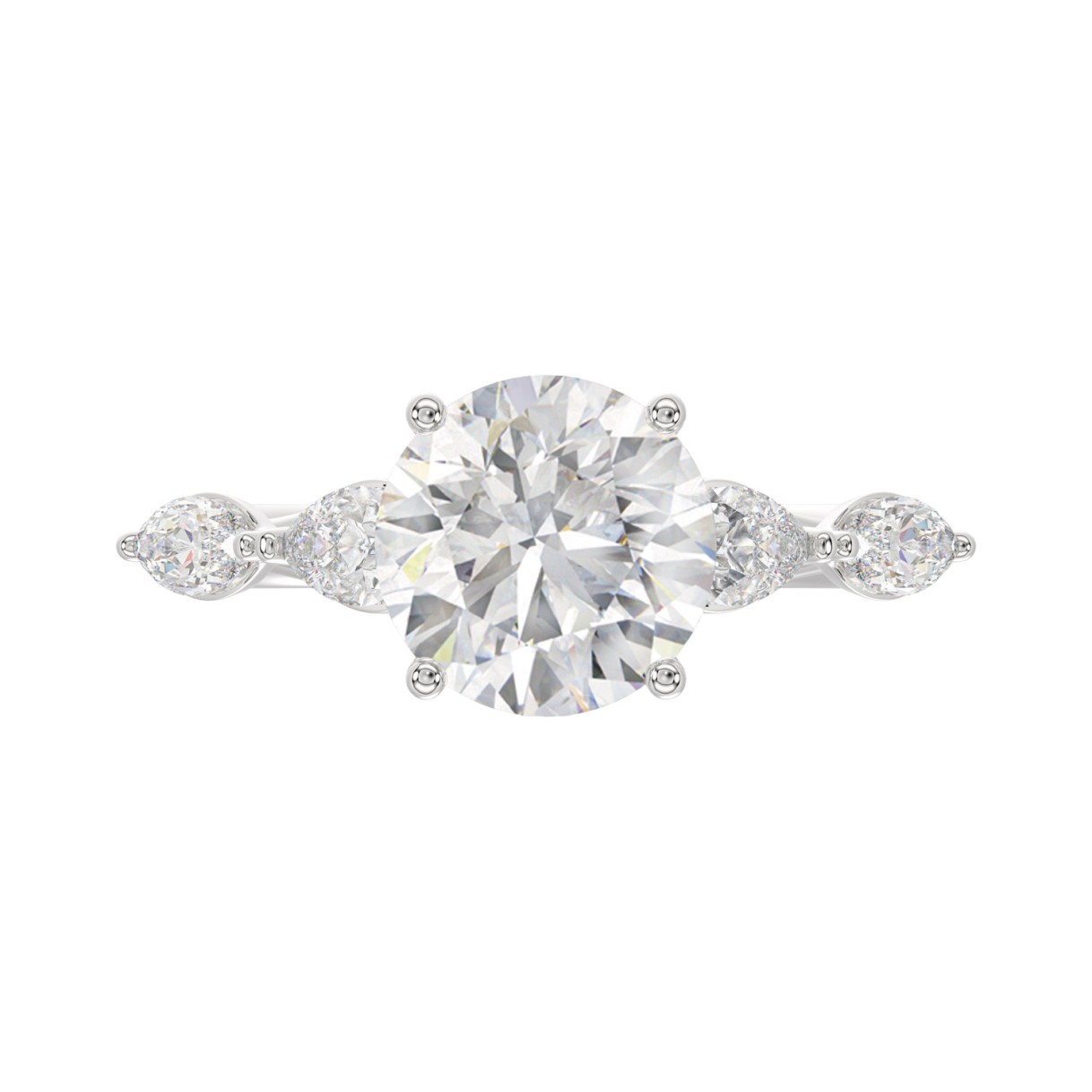 LADIES RING 2 1/2CT ROUND/PEAR/MARQUISE DIAMOND 14K WHITE GOLD (CENTER STONE ROUND DIAMOND 2.00CT)